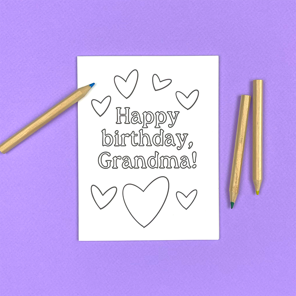Grandparent Birthday Coloring Greeting Card