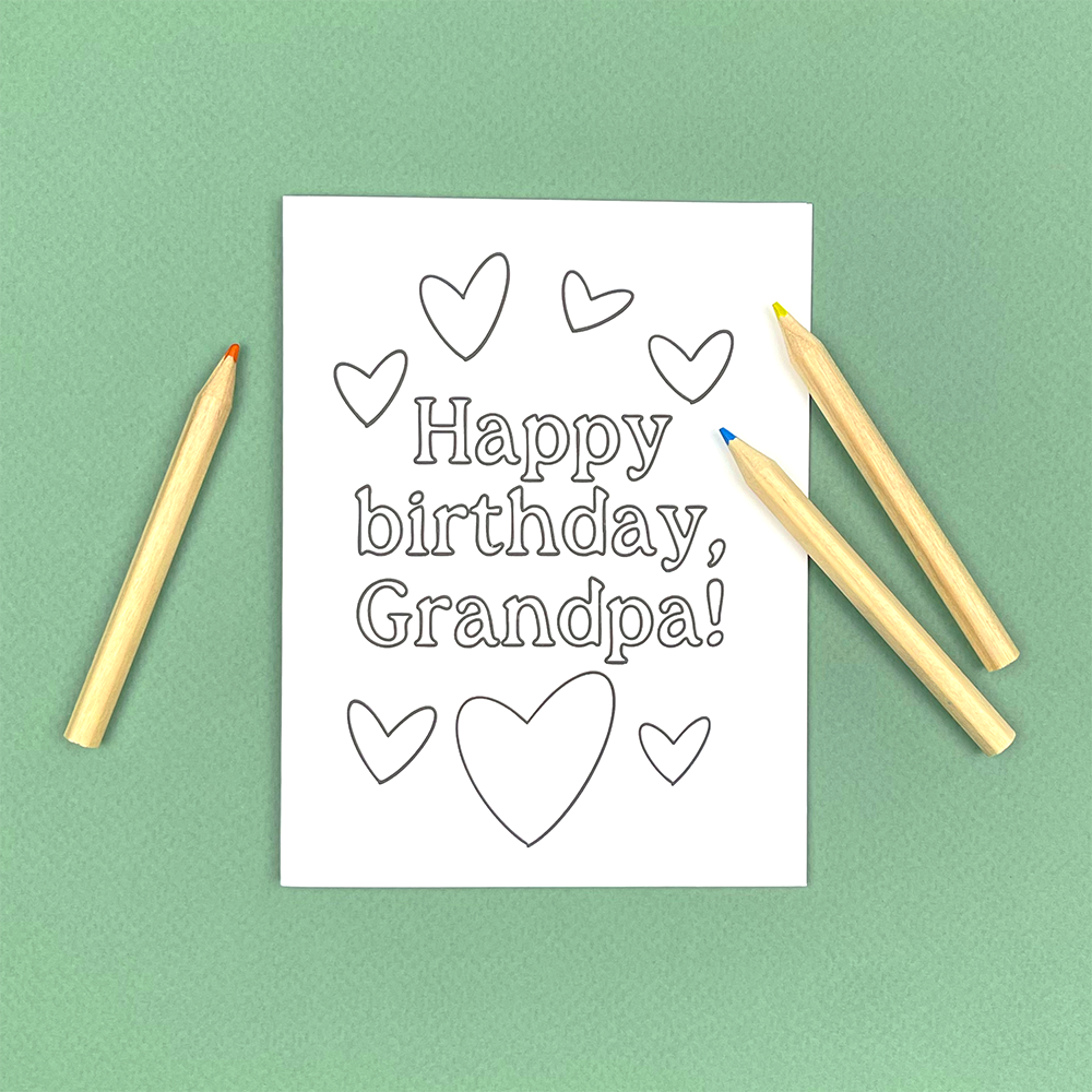 Grandparent Birthday Coloring Greeting Card