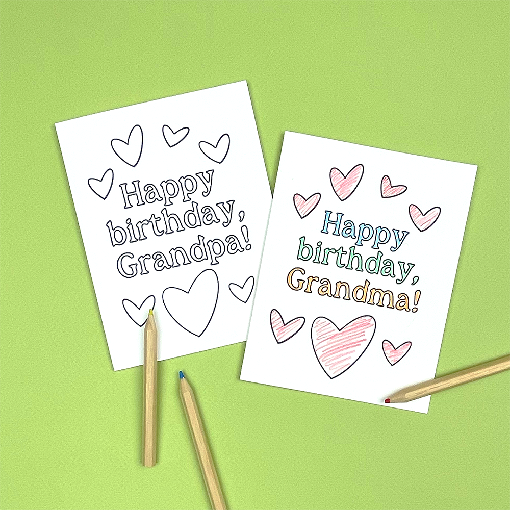 Grandparent Birthday Coloring Greeting Card