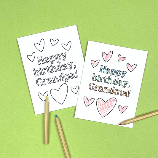 Grandparent Birthday Coloring Greeting Card